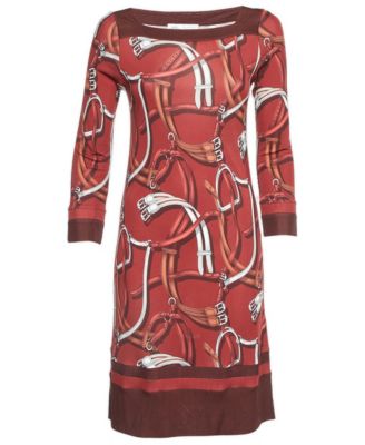 Women's Equestrian Printed Jersey Knee-Length Dress
