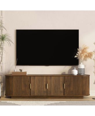 66.9" Farmhouse TV Stand for TVs up to 75" with Sliding Doors and Shelves