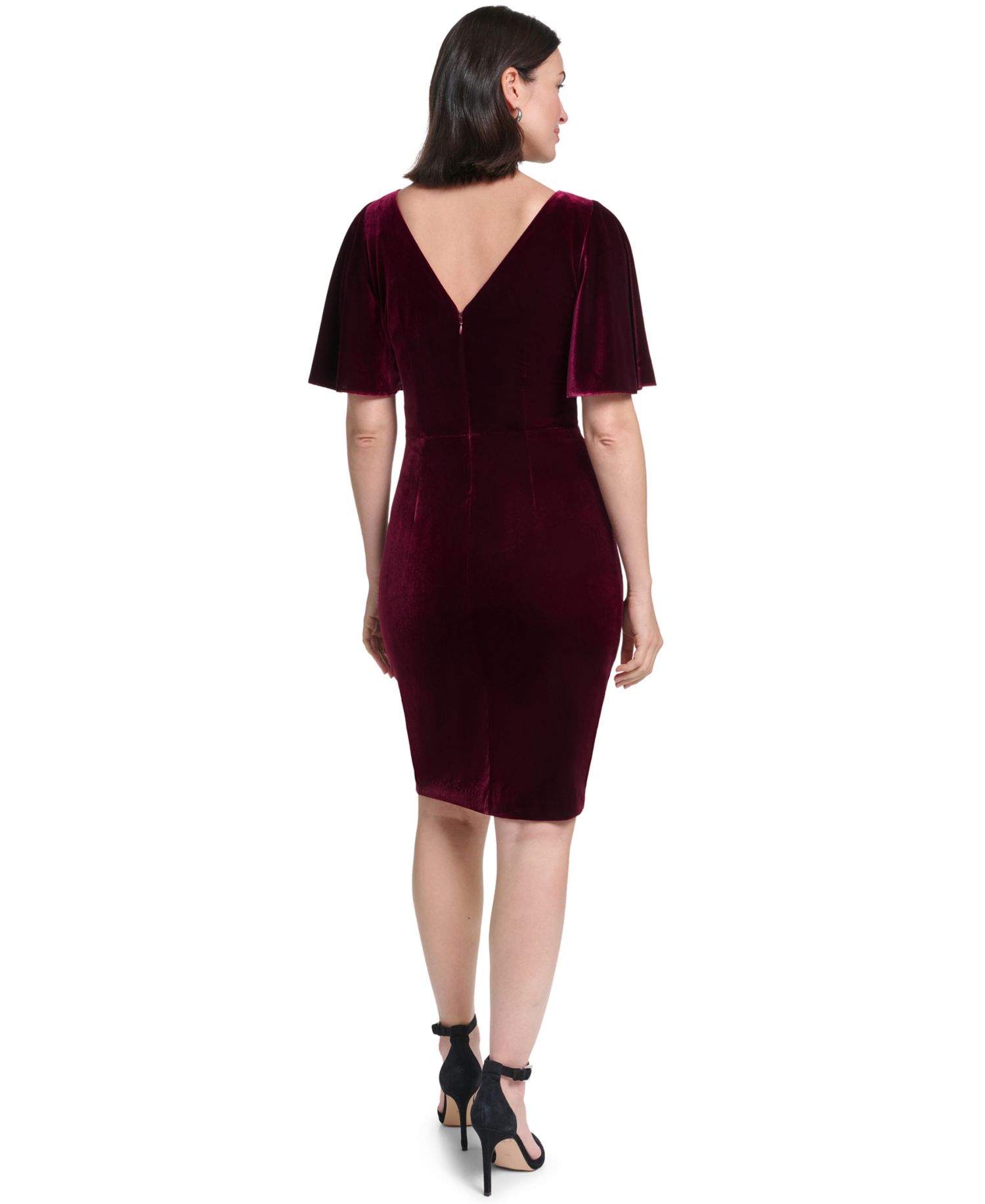 Petite Boat Neck Velvet Dress