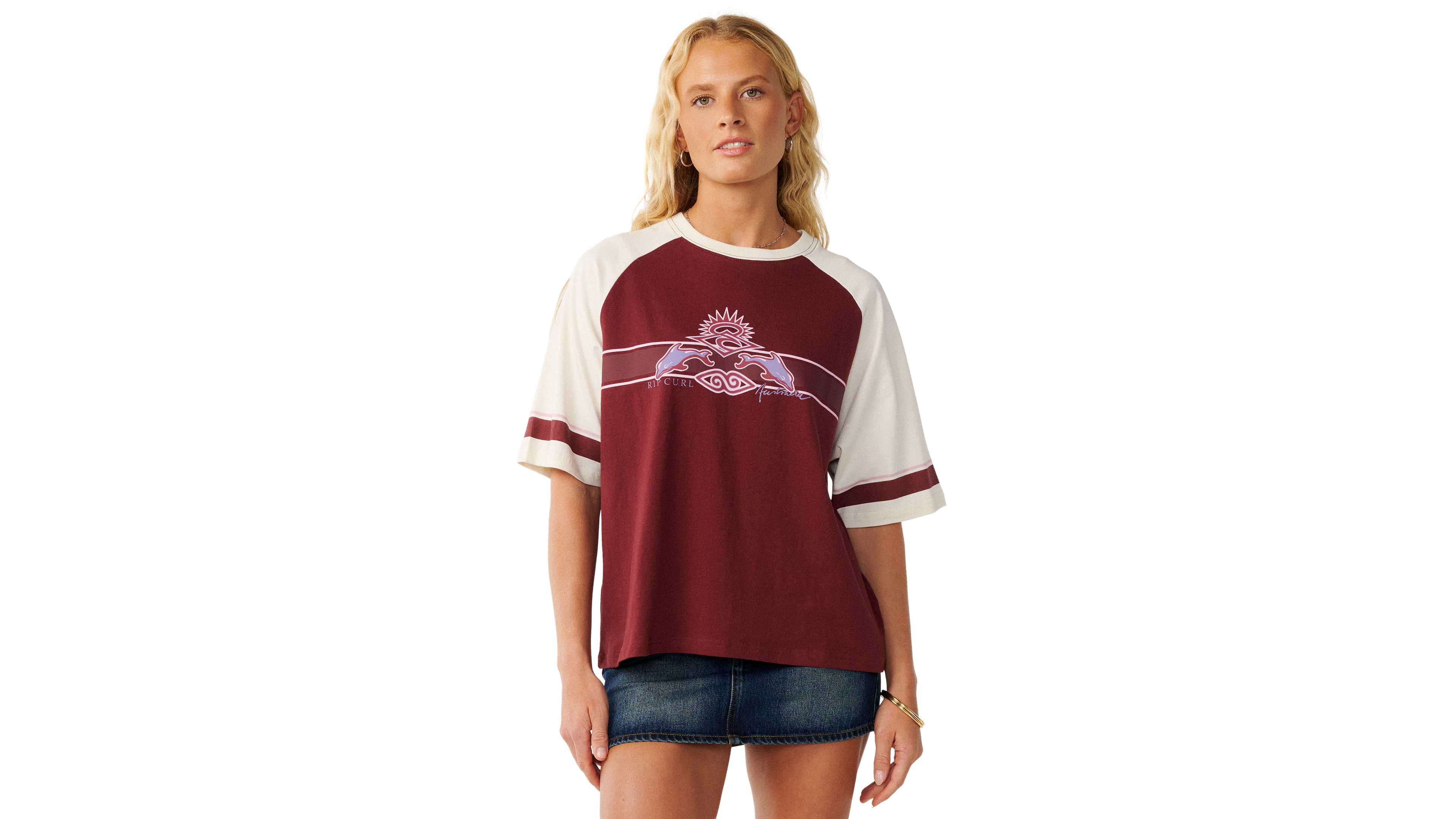 Rip Curl Women's Dolphin Archive Oversized Crewneck T-Shirt