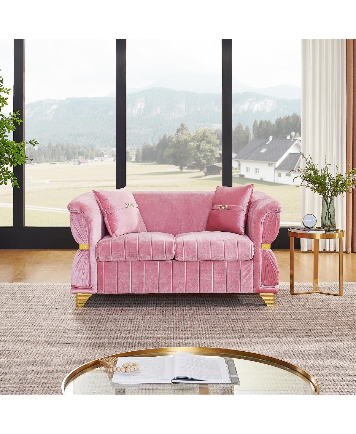 Streamdale Furniture 61.8" Modern Velvet Loveseat Sofa with 2 Pillows