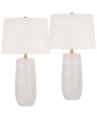 Kerry 28 1/2" High Light Taupe Stripes Ceramic Table Lamp Set of 2