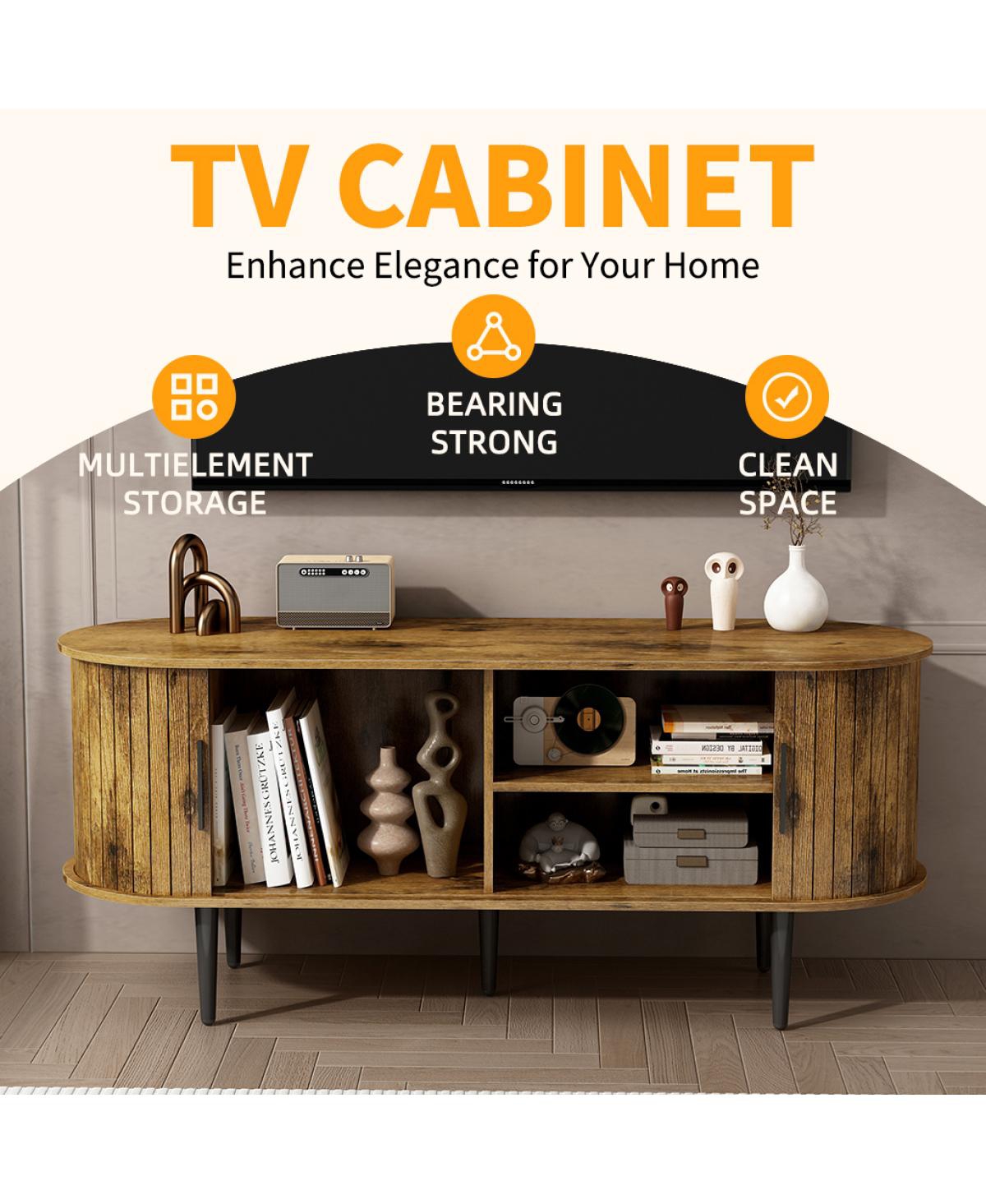Streamdale Furniture 47" Modern Tv Console with Storage and Sliding Door