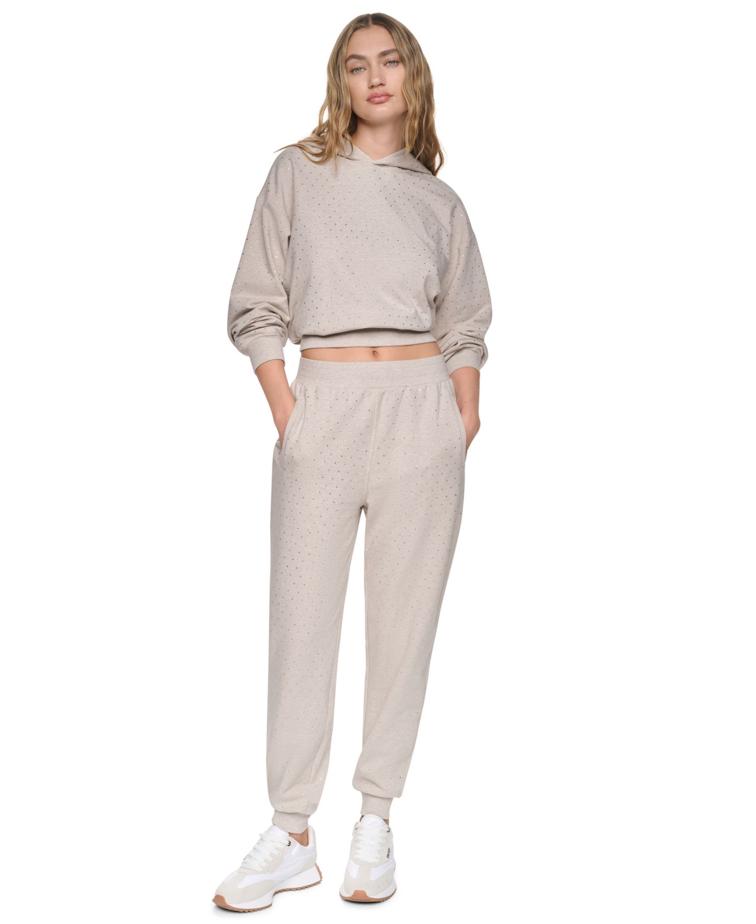 Women's High-Rise Rhinestone Pull-On Jogger Pants