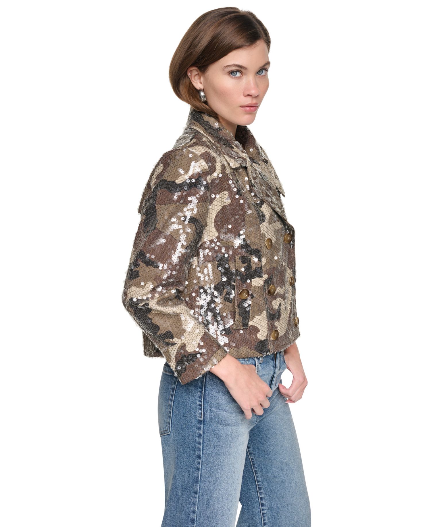 Women's Sequin Double-Breasted Trench Jacket