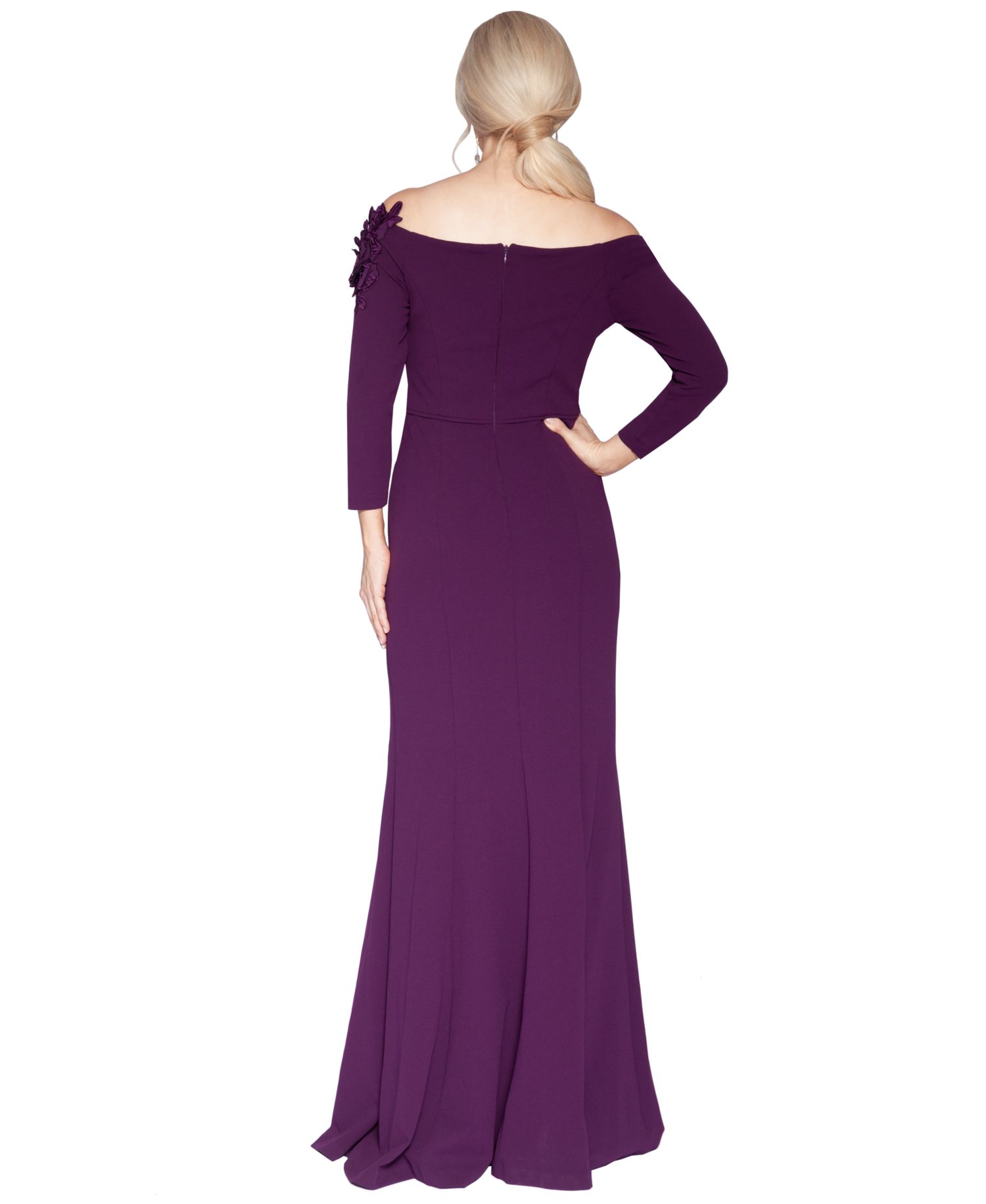 Women's Off-The-Shoulder Floral Applique Ball Gown