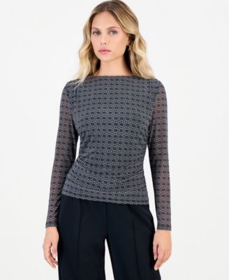 Petite Mesh Ruched Top