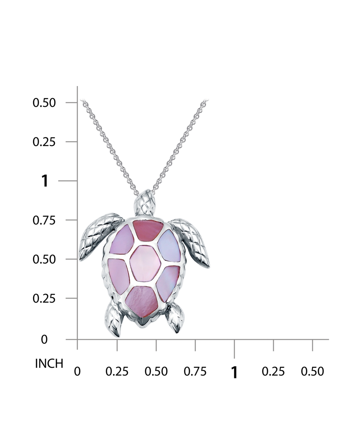 Macy's Pink Shell Inlay Fine Silver-Plated Turtle Slide Necklace