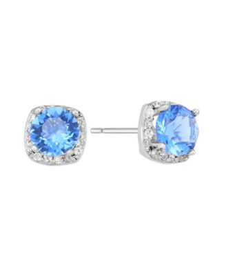 6mm Round Crystal with Cubic Zirconia Halo Stud Earrings