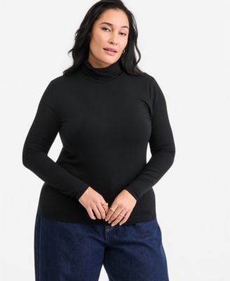 Plus Size Modal-Blend Mockneck Long-Sleeve Top