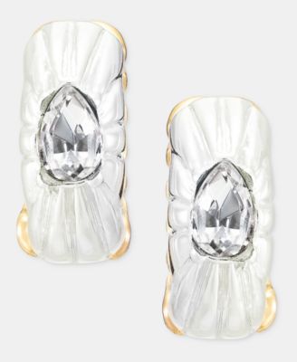 Small Crystal Reversible Hoop Earrings, 0.6" 