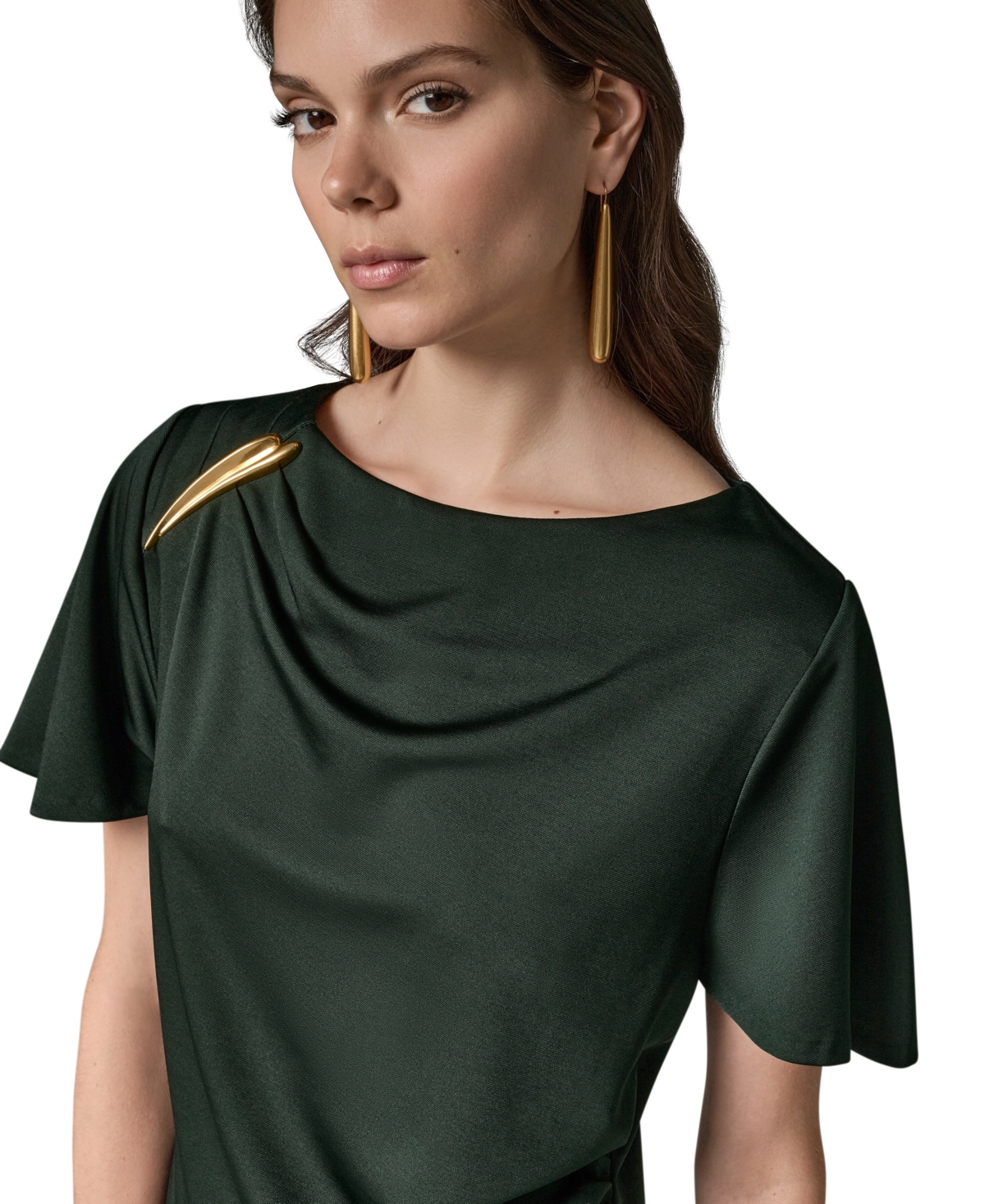 Donna Karan New York Women's Ruched Side Short-Sleeve Top