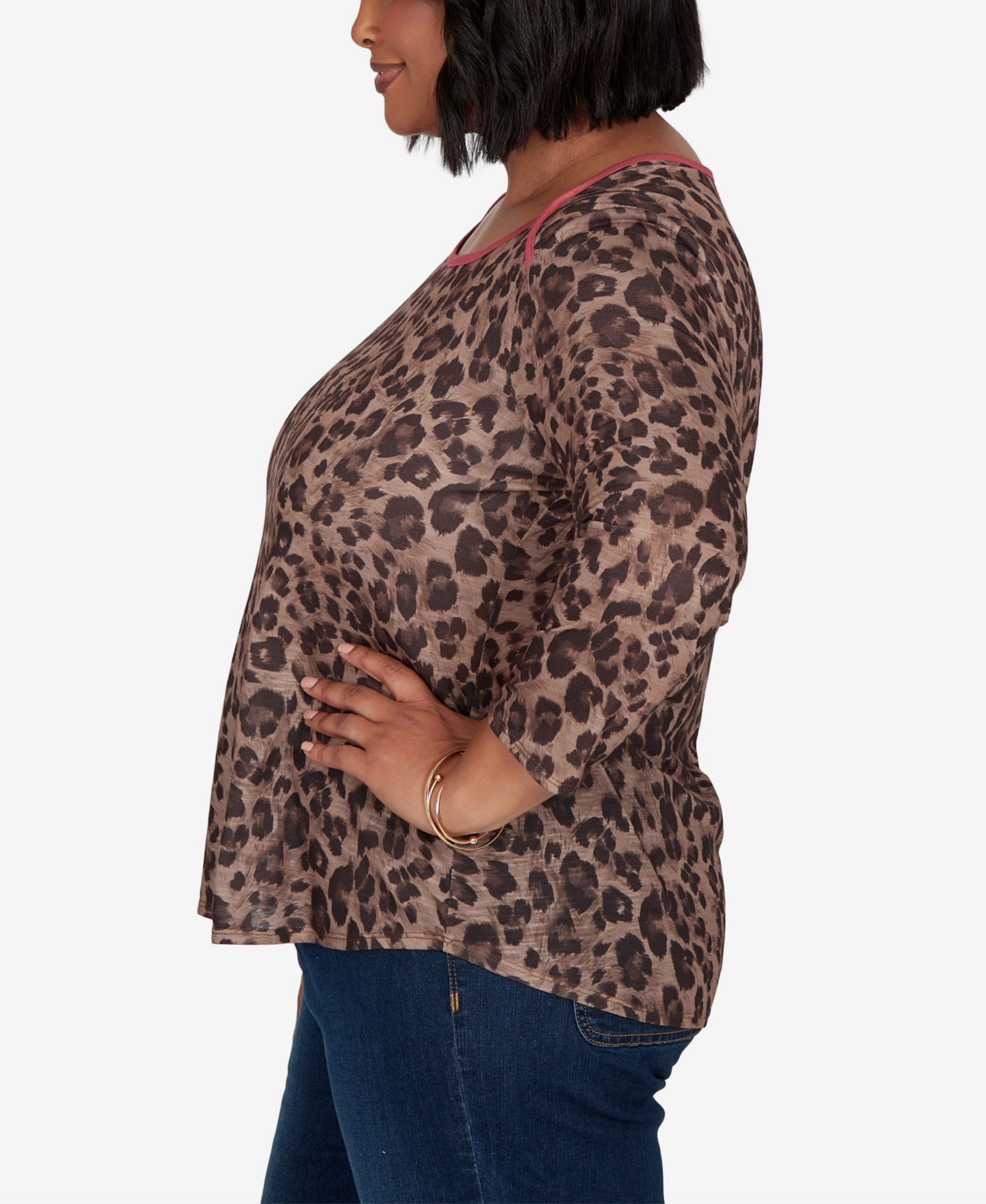 Plus Size Cheetah Print Knit Top