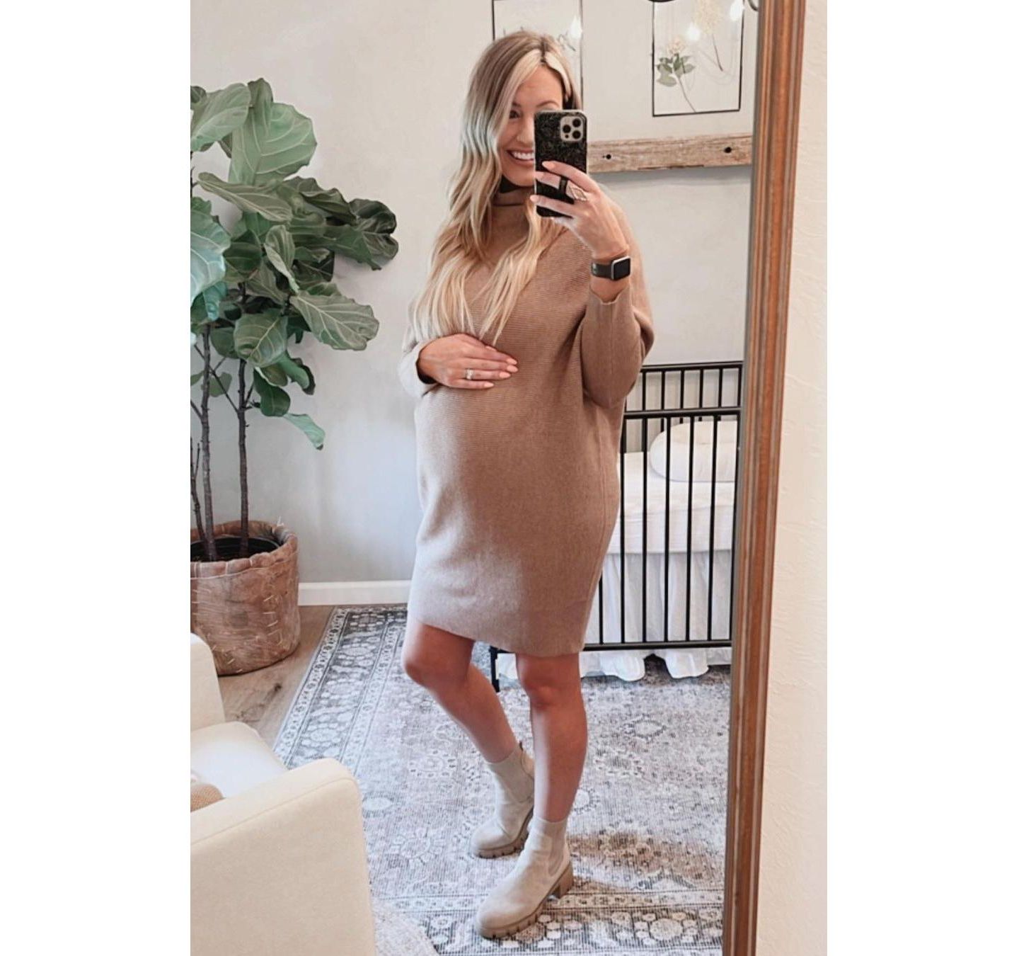 Женское платье Pinkblush Taupe Funnel Neck Dolman Sleeve Mini, цвет: Серо-коричневый — фото 8