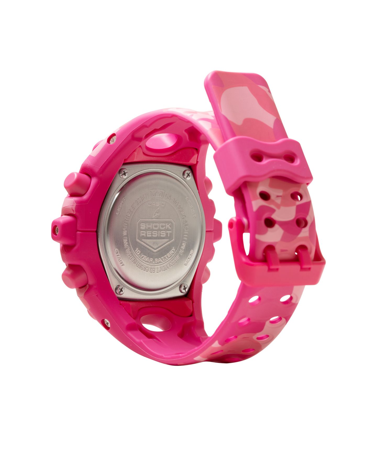 Мужские аналого-цифровые часы G-Shock с розовым корпусом из смолы, 58.2 мм — фото 3