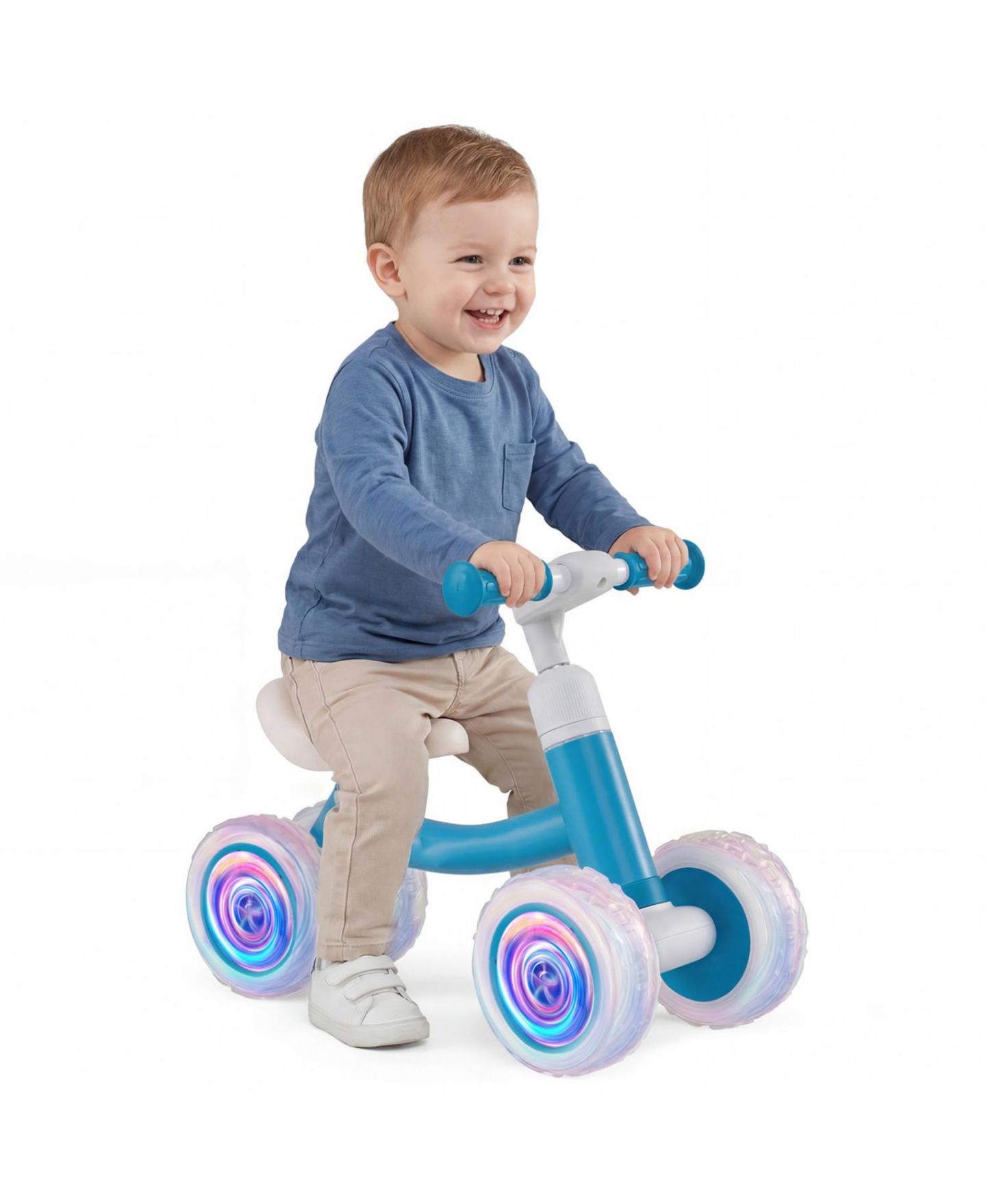 Детская игрушка Slickblue Kids Balance Bike with Adjustable Handlebar, Seat And LED Wheels, цвет: Синий — фото 4