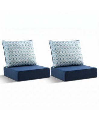 6" Thicker Outdoor Chair Cushion Set - 22 x 24 Waterproof Patio Furniture Cushions with Removable Cover