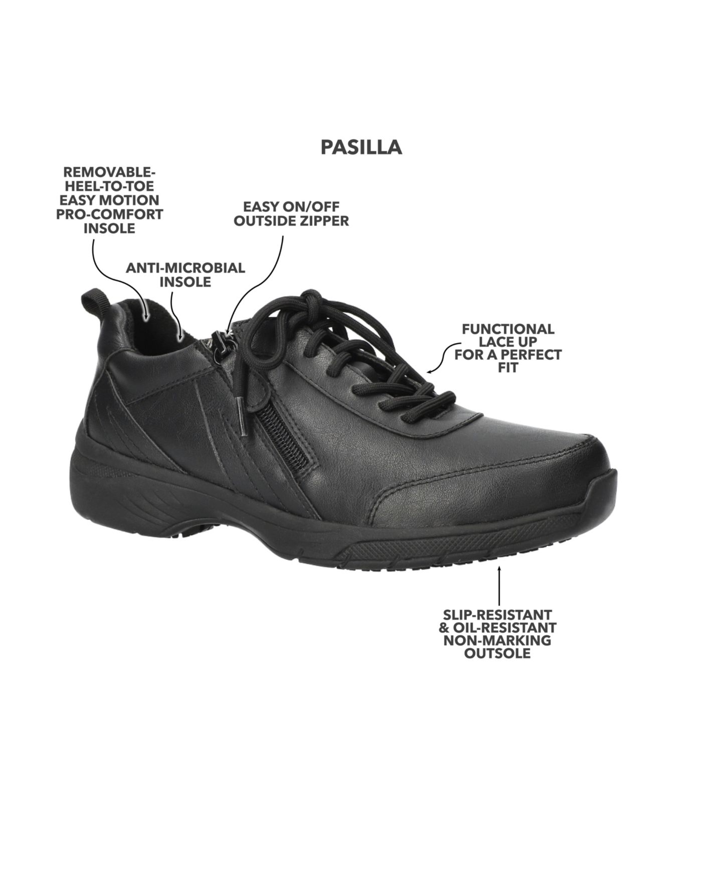 Женские кроссовки Easy Street Pasilla Slip Resistant Lace-Up, цвет: Чёрный — фото 6