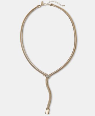 Pav&eacute; Omega Chain Lariat Necklace, 30" + 3" extender