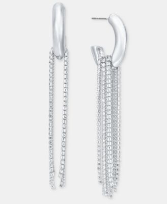 Crystal Fringe C-Hoop Earrings
