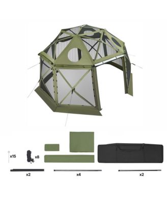 13 x 13 feet Pop Up Gazebo Screen Tent 13 Sided Camping Canopy with Mesh Windows Carry Bag