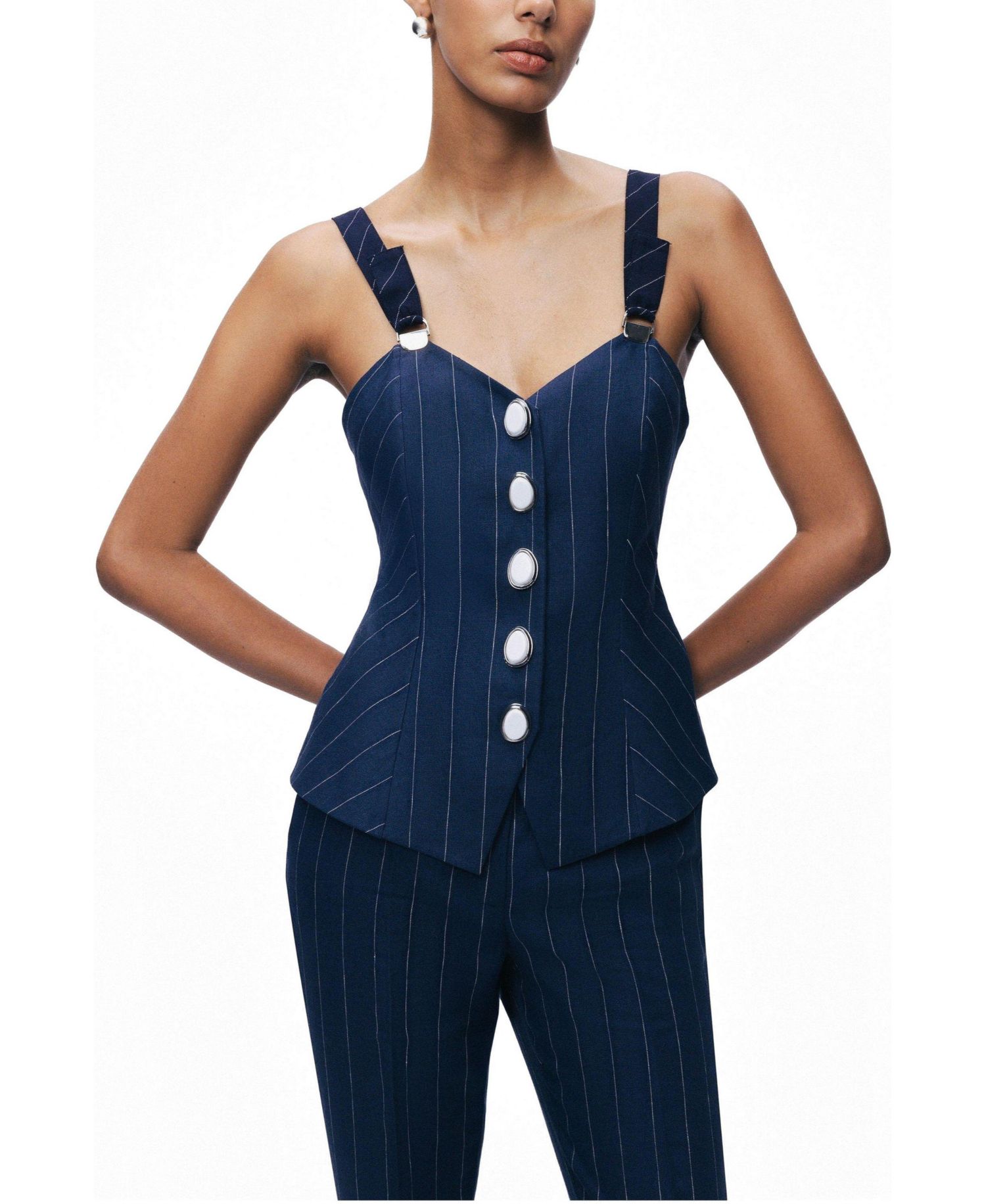 Women's Pinstripe Corset Bustier Top