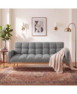 69" Adjustable Soft Teddy Fleece Sofa Bed for Small Spaces