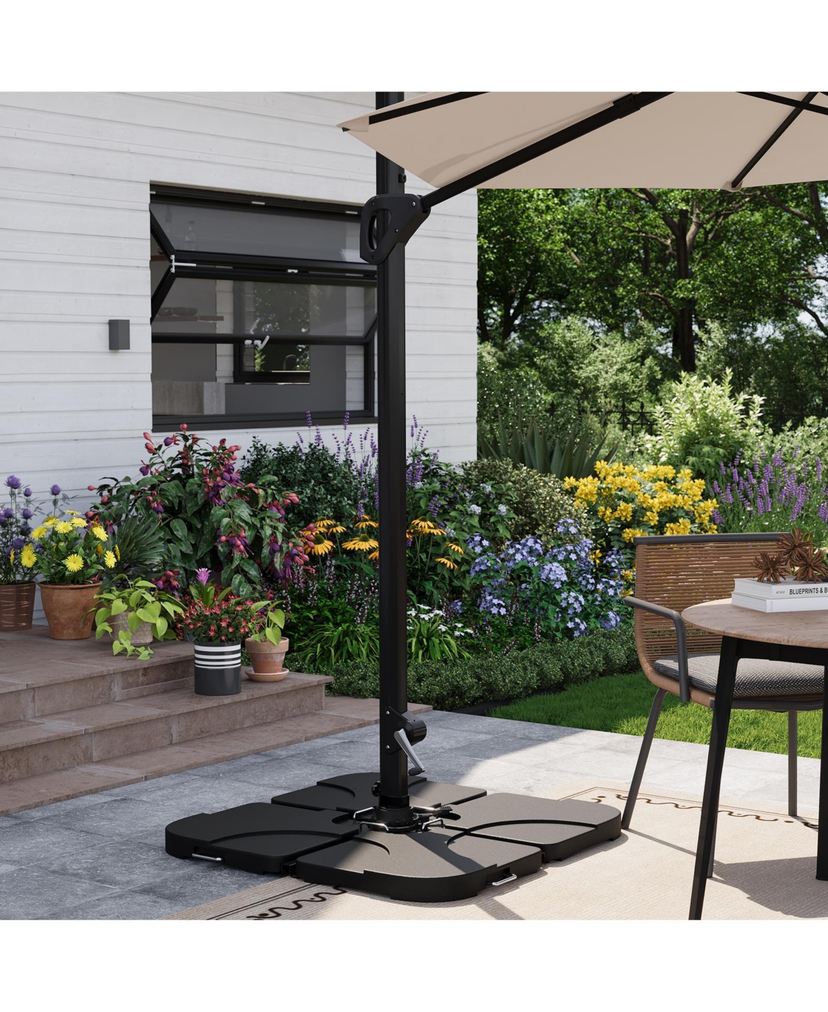 gaomon Fillable Patio Umbrella Base Stand, 220LB Weight Fits 1.5" to 2.1" Poles for Umbrellas