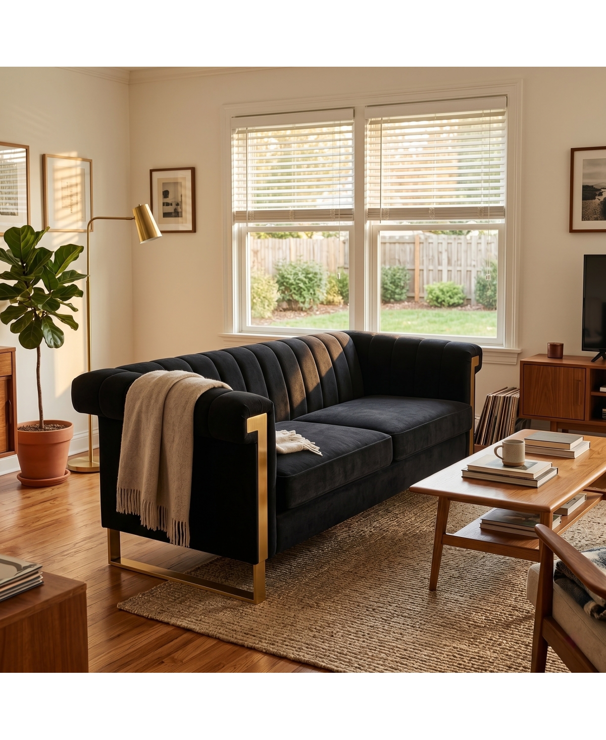 Streamdale Furniture Luxurious Velvet Sofa with High-Resilience Foam and Durable Metal Frame