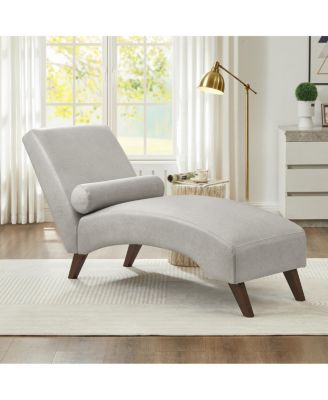 Mid-Century Modern Tech Fabric Chaise Lounge with Bolster Pillow