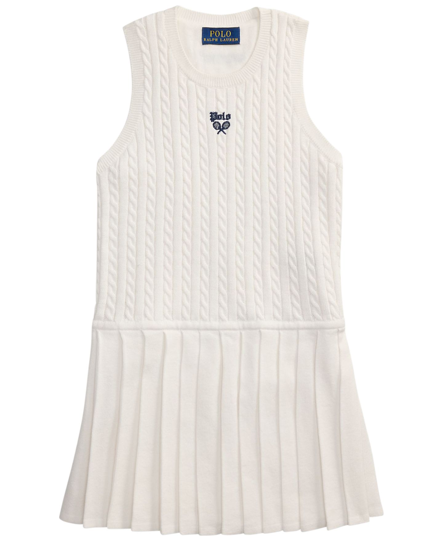 Платье Polo Ralph Lauren US Open Sleeveless Sweater Dress для девочек, цвет: Белый — фото 1