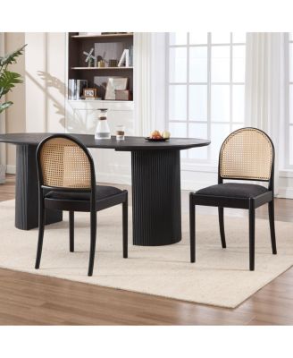  Rattan Upholstered Dining Chairs, Set of 2