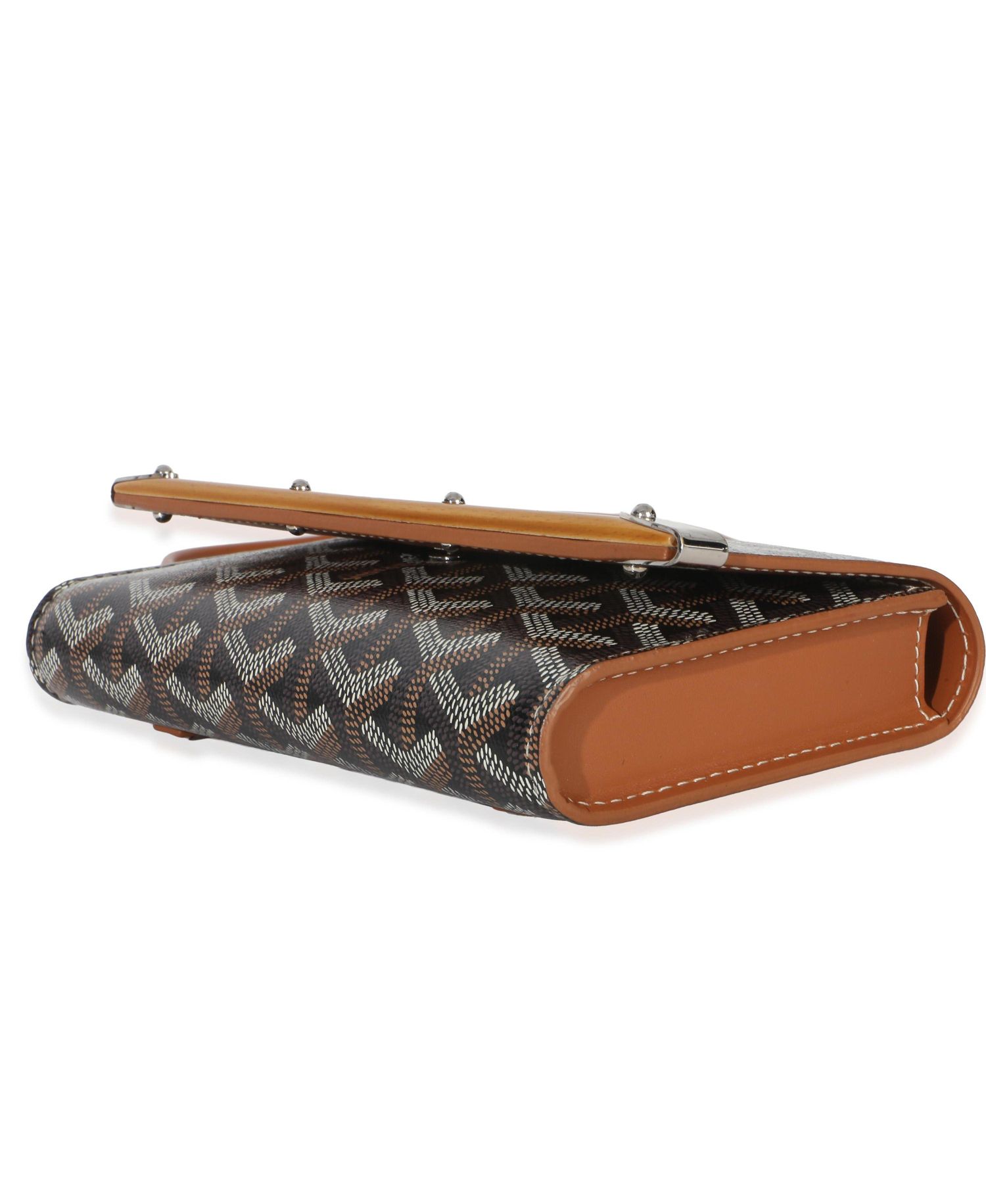 Pre-Owned Goyard Gold Black Goyardine Monte Carlo Mini Clutch