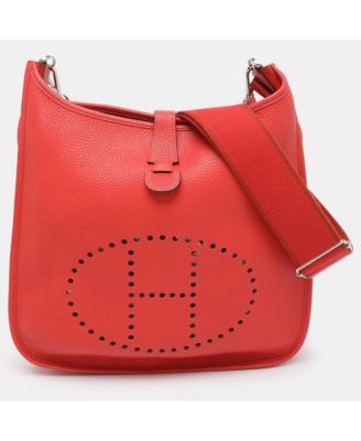women's Evelyne III GM Rouge Tomate Taurillon Clemence Leather Shoulder Bag