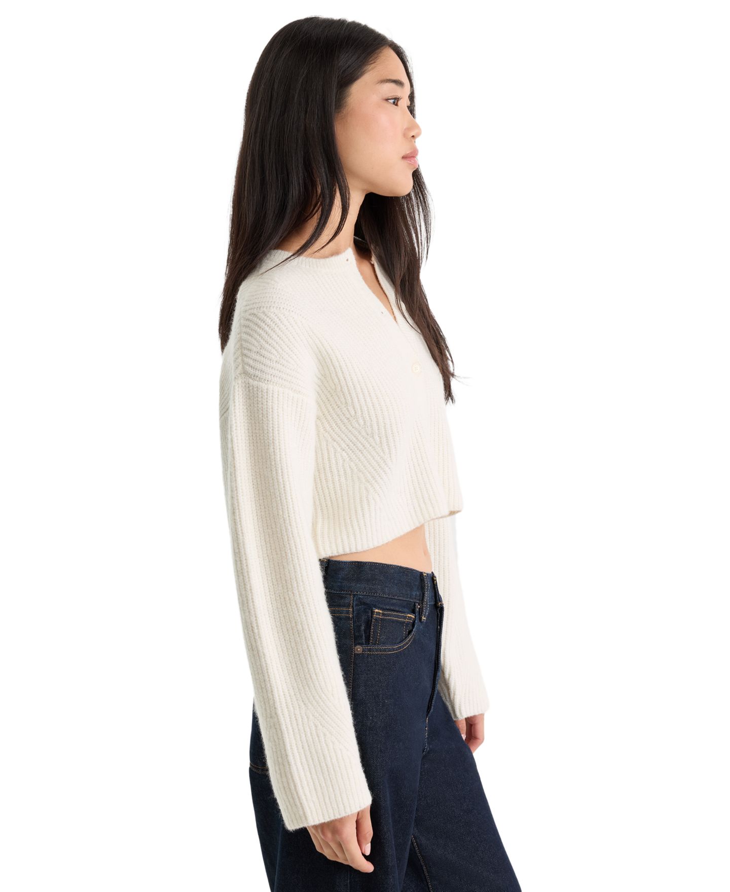 Женский кардиган Good American Long-Sleeve Cardigan, цвет: Меловой — фото 3