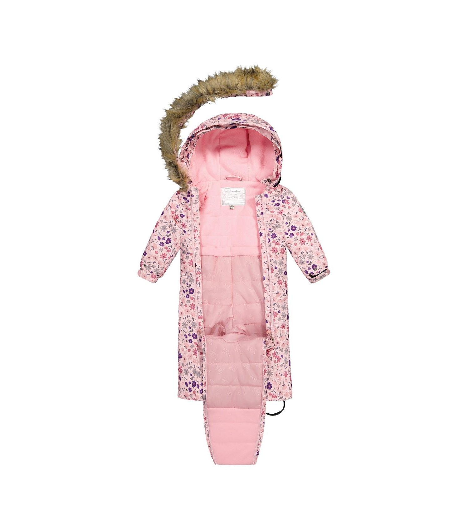 Baby Girl ( 6M to 24 M ) One Piece Snowsuit Adapted for Car Seats Mini Flower Print
