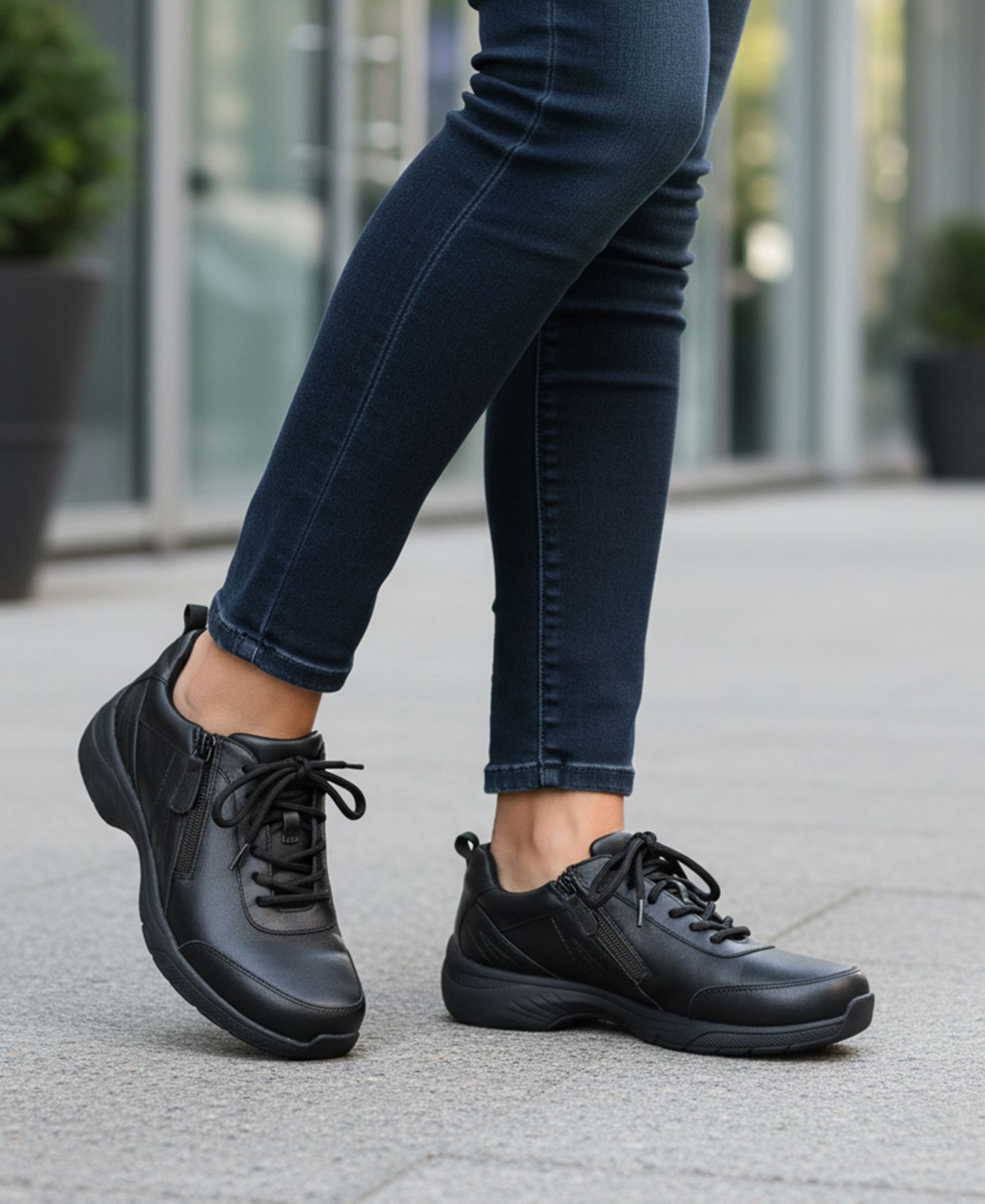 Женские кроссовки Easy Street Pasilla Slip Resistant Lace-Up, цвет: Чёрный — фото 8