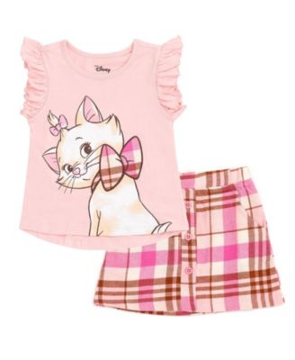 Toddler Girl's (2T-5T) 2-Piece T-Shirt and Plaid Skirt Set