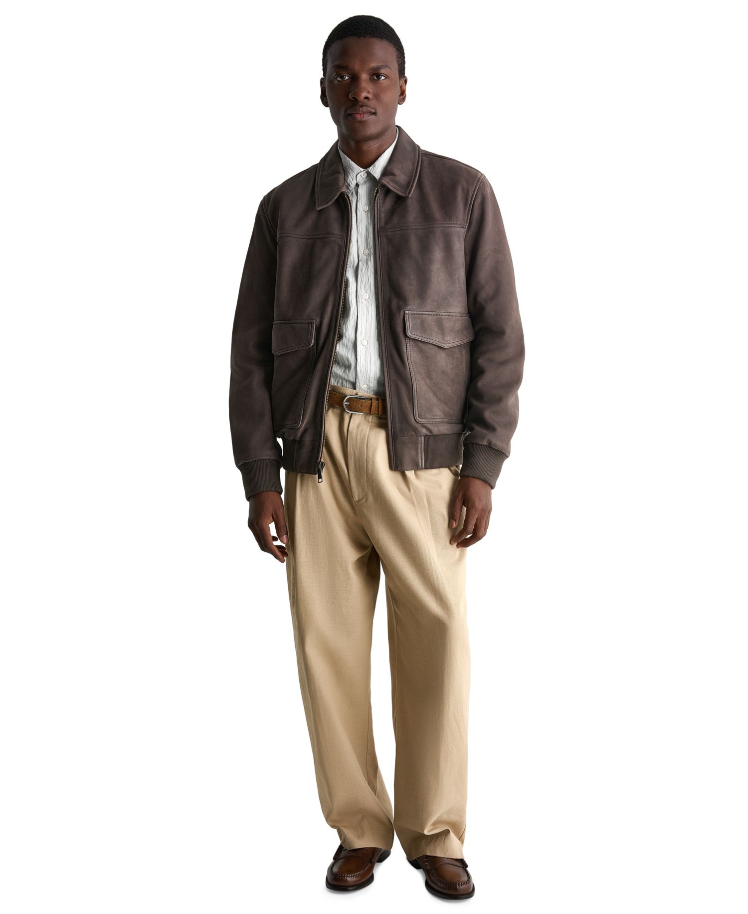 Men's Leather Bomber Jacket