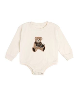 Baby Boys Teddy Bear Patch Long Sleeve Romper