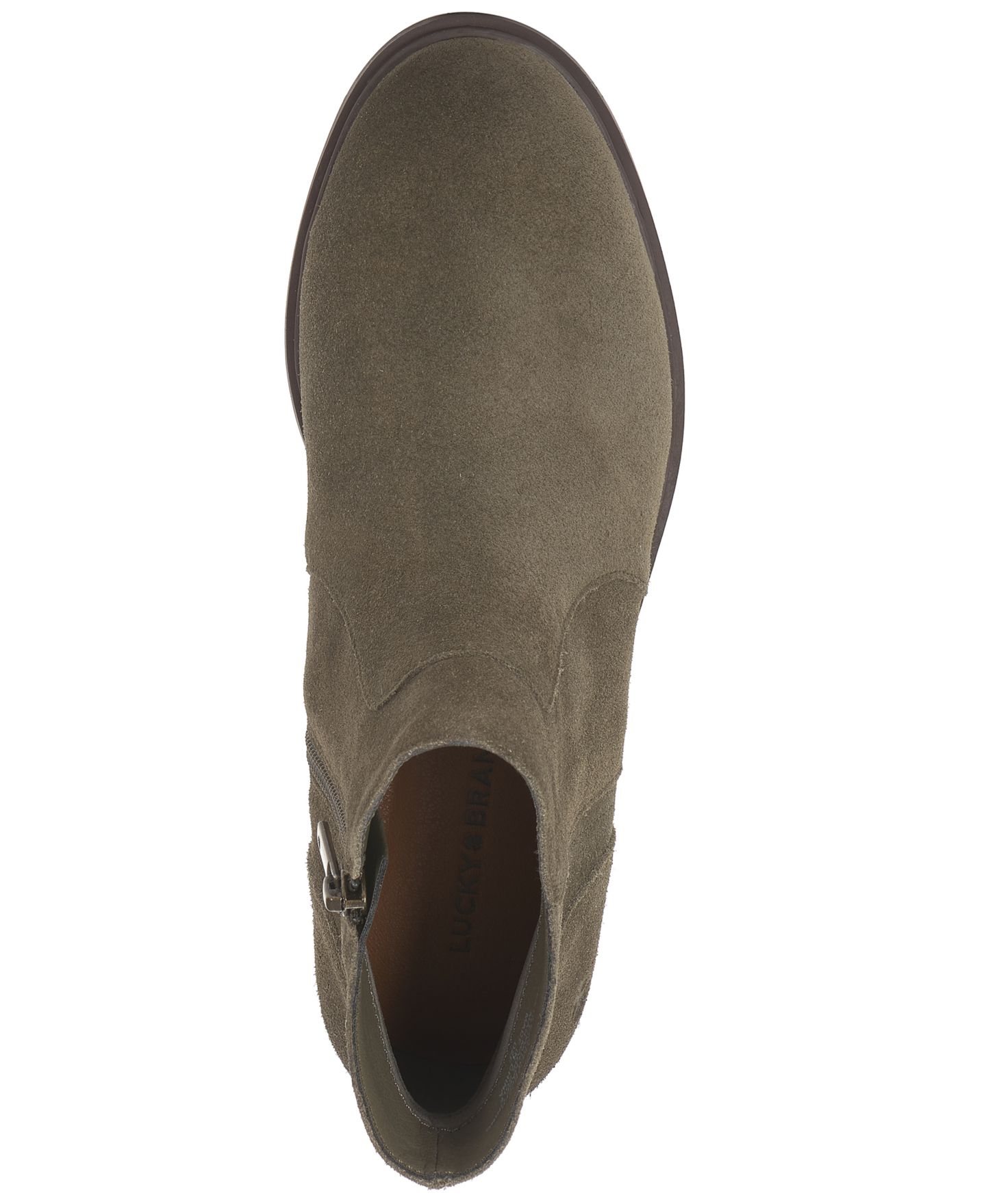 Женские ботинки Lucky Brand Haizly Suede Round Toe Ankle Booties, цвет: Оливковый замшевый — фото 4