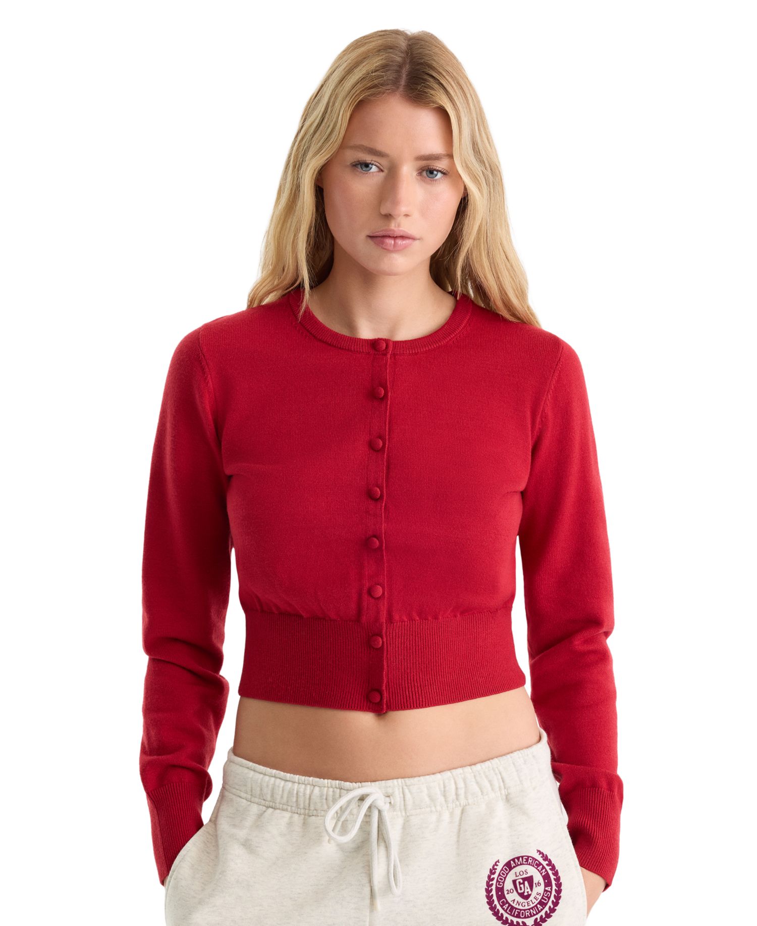 Women's Fine Knit Crewneck Cardigan