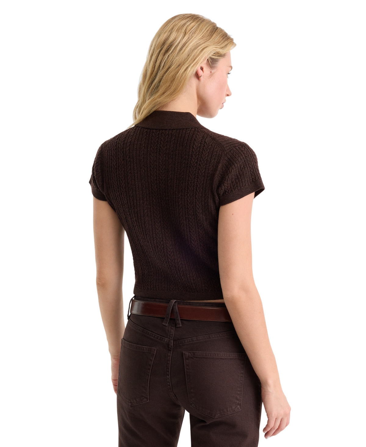 Good American Women's Polo Collar Short-Sleeve Top