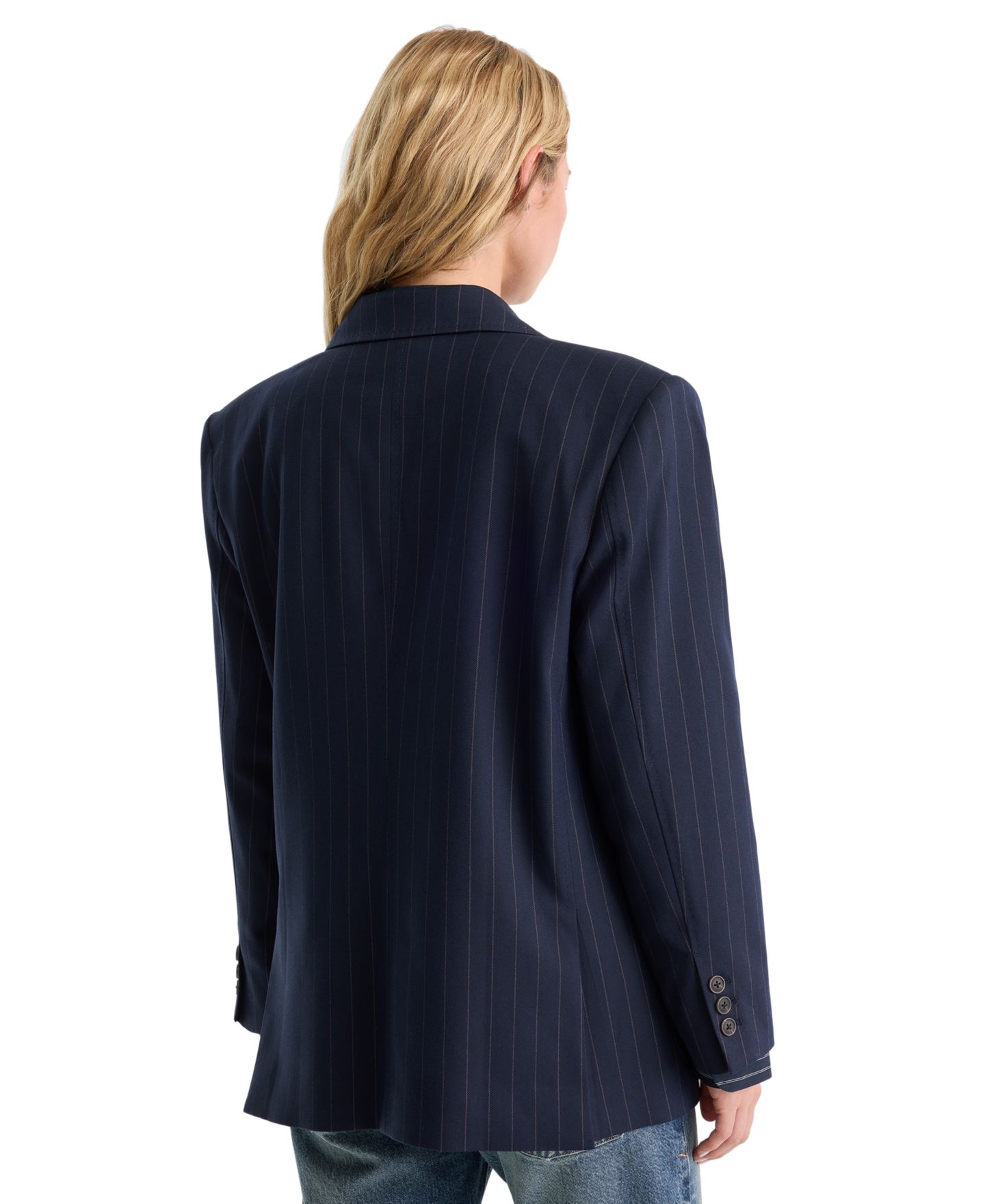Женская куртка Good American Notch-Lapel Oversized Jacket, цвет: Тёмно-синий — фото 5