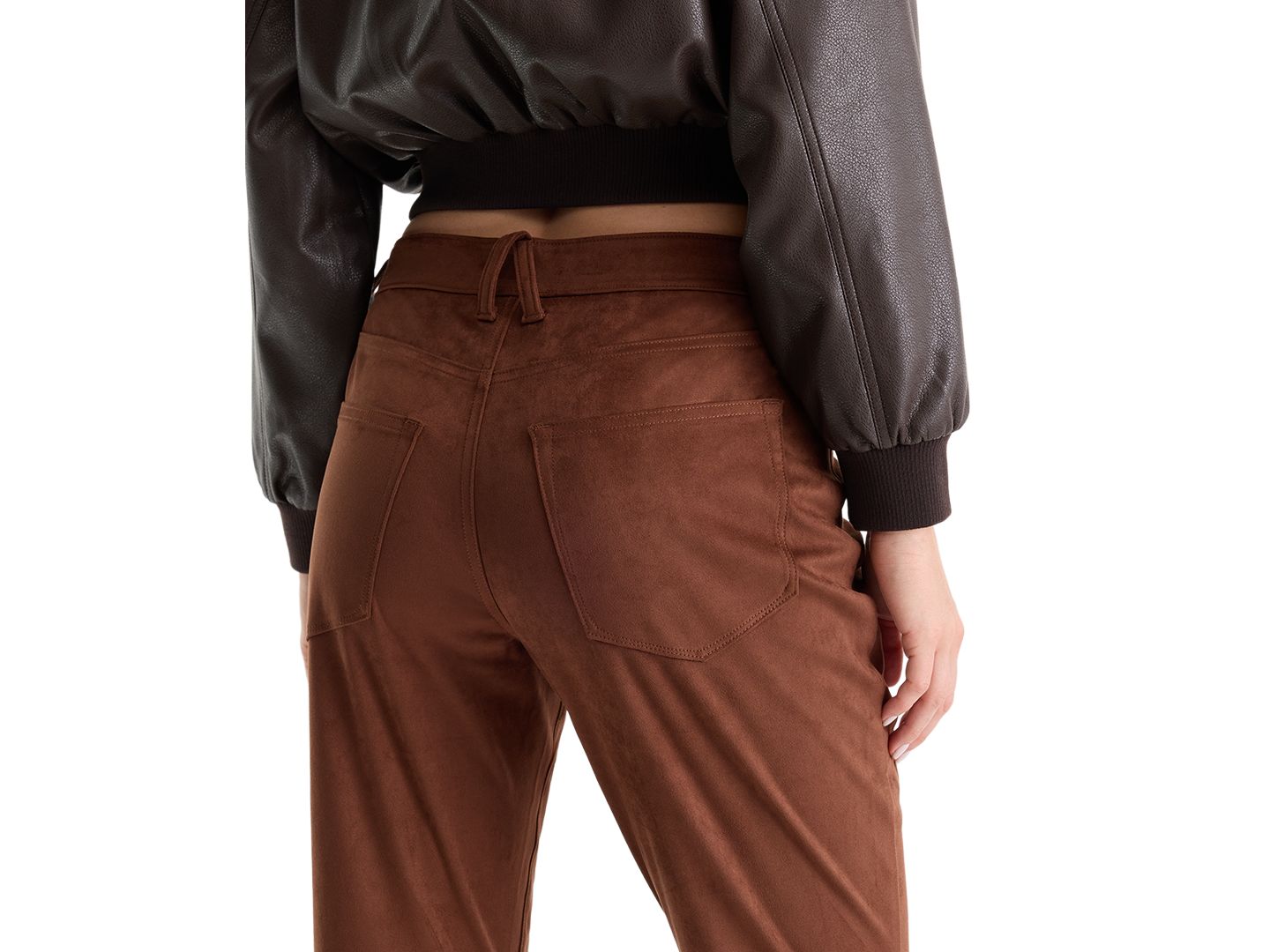 Женские брюки Good American Faux Suede Good Classic Bootcut, цвет: Глиняный — фото 4
