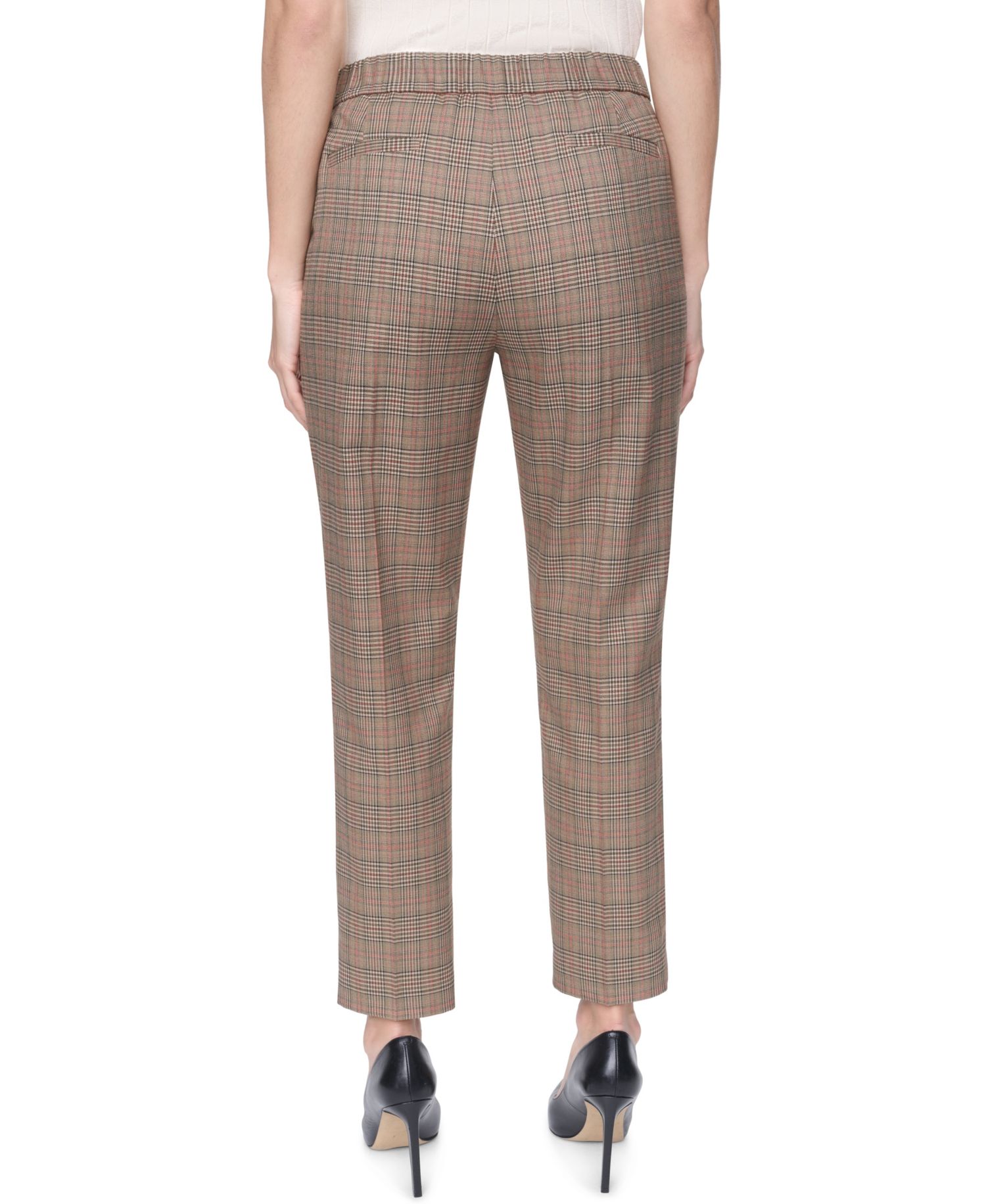 Women's Plaid Mid-Rise Ankle Pants