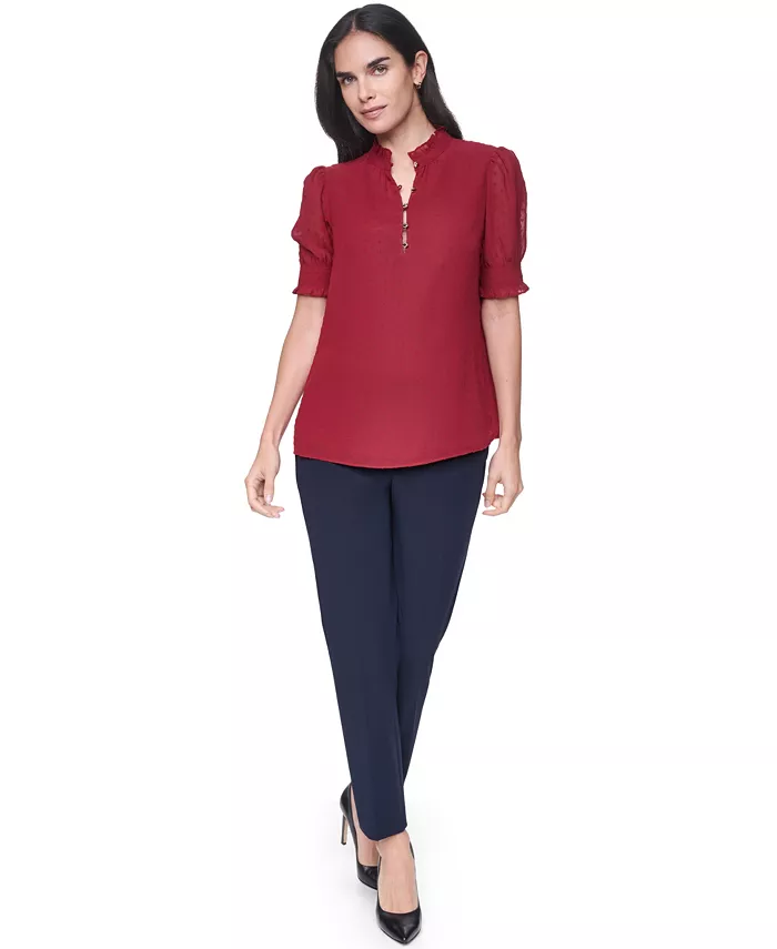 Women's Clip Dot Mock Neck Popover Top - thumbnail 9