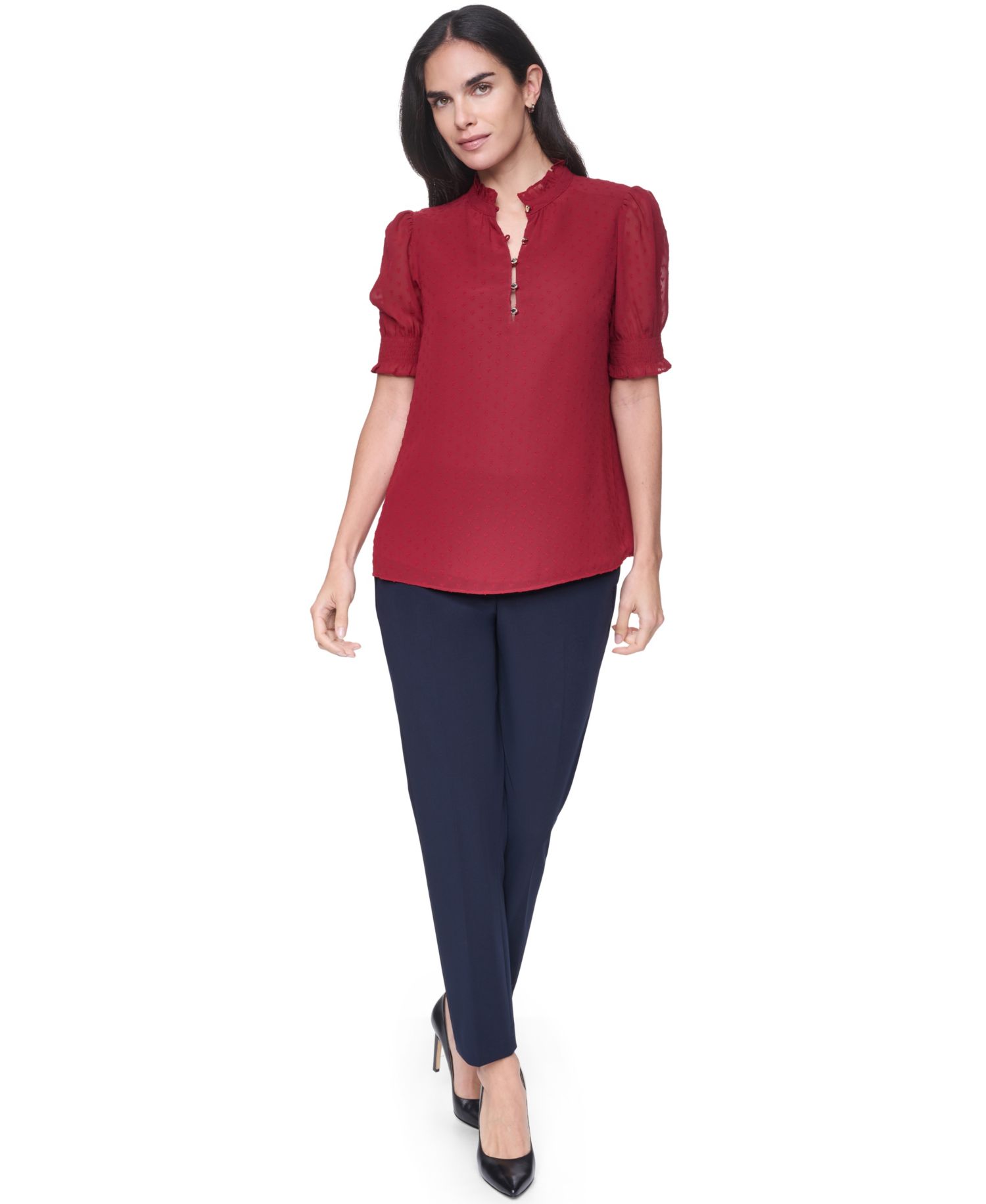 Women's Clip Dot Mock Neck Popover Top