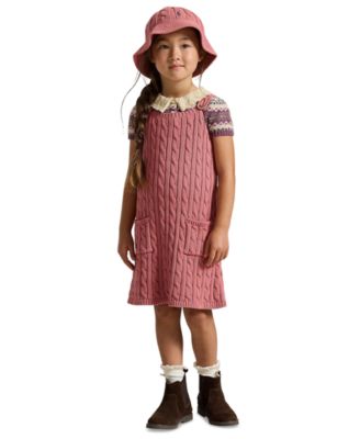 girls knit dress Polo Ralph Lauren Girls' 2T-6X Cable-Knit Cotton Sweater - Canvas Pink izyrent