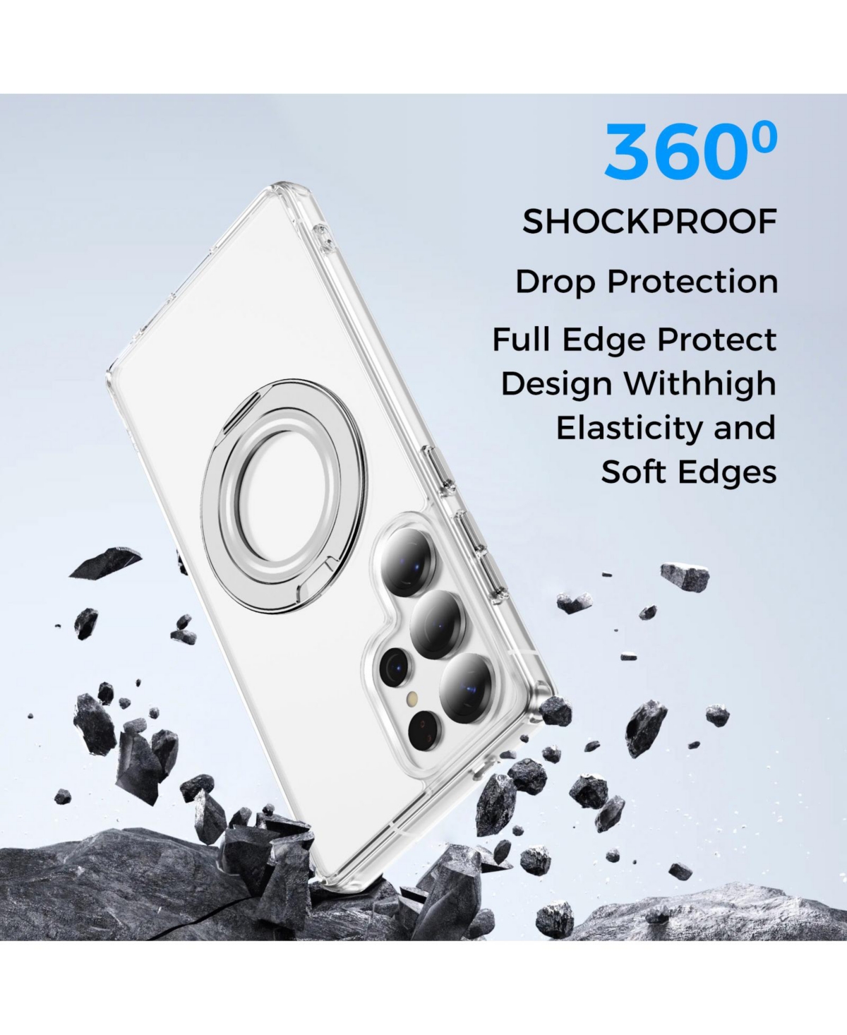 Alpha Digital Magnetic Ring Stand Shockproof Case Compatible with Samsung Galaxy S25 Ultra